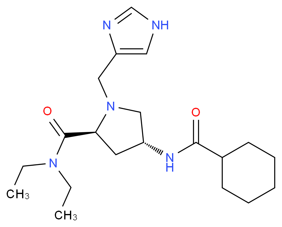 (4R)-4-[(cyclohexylcarbonyl)amino]-N,N-diethyl-1-(1H-imidazol-4-ylmethyl)-L-prolinamide_分子结构_CAS_)