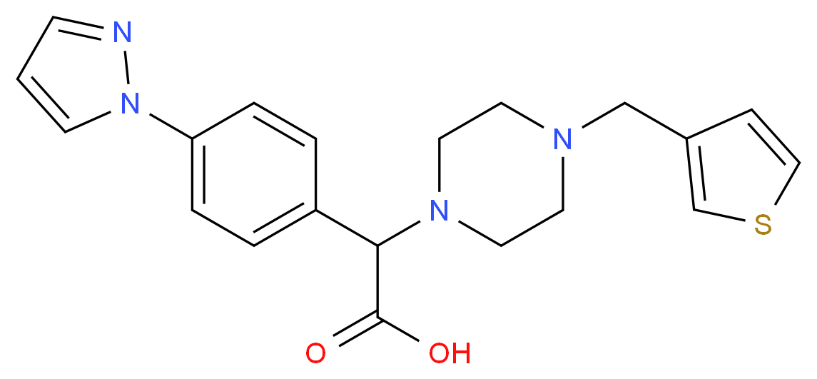 [4-(1H-pyrazol-1-yl)phenyl][4-(3-thienylmethyl)piperazin-1-yl]acetic acid_分子结构_CAS_)