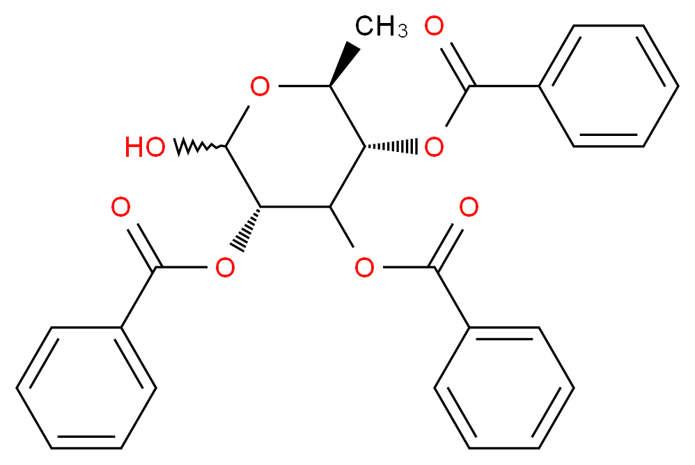 (3S,5S,6S)-4,5-bis(benzoyloxy)-2-hydroxy-6-methyloxan-3-yl benzoate_分子结构_CAS_485821-70-3