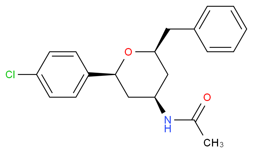 N-[(2S*,4R*,6S*)-2-benzyl-6-(4-chlorophenyl)tetrahydro-2H-pyran-4-yl]acetamide_分子结构_CAS_)