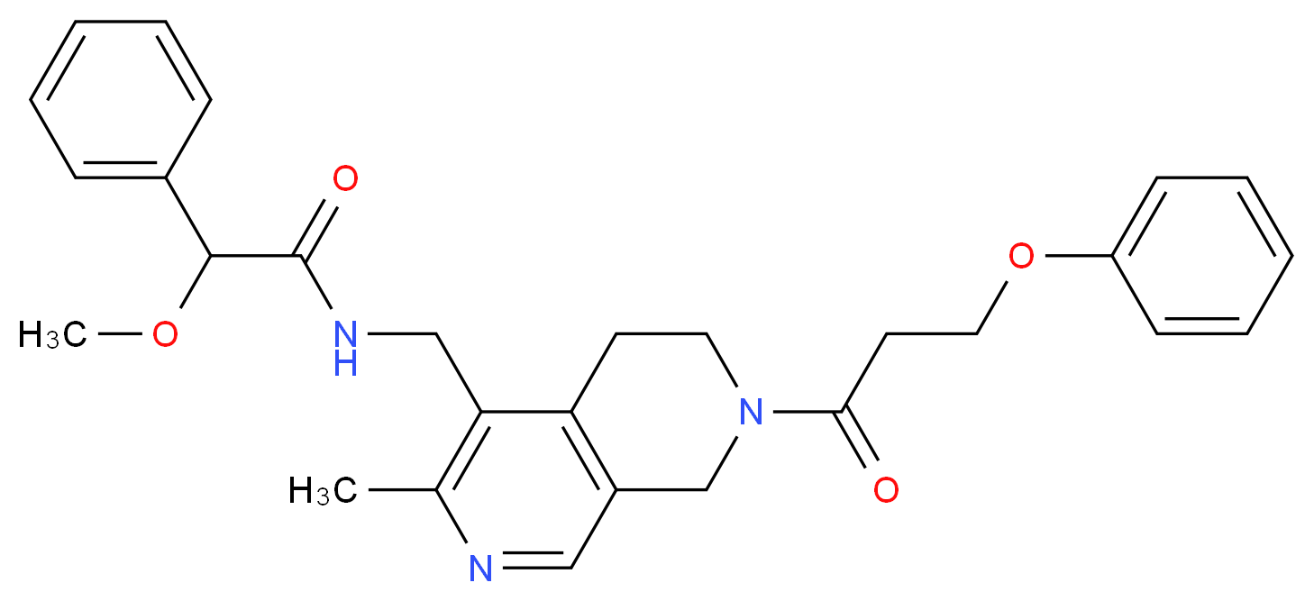 2-methoxy-N-{[3-methyl-7-(3-phenoxypropanoyl)-5,6,7,8-tetrahydro-2,7-naphthyridin-4-yl]methyl}-2-phenylacetamide_分子结构_CAS_)