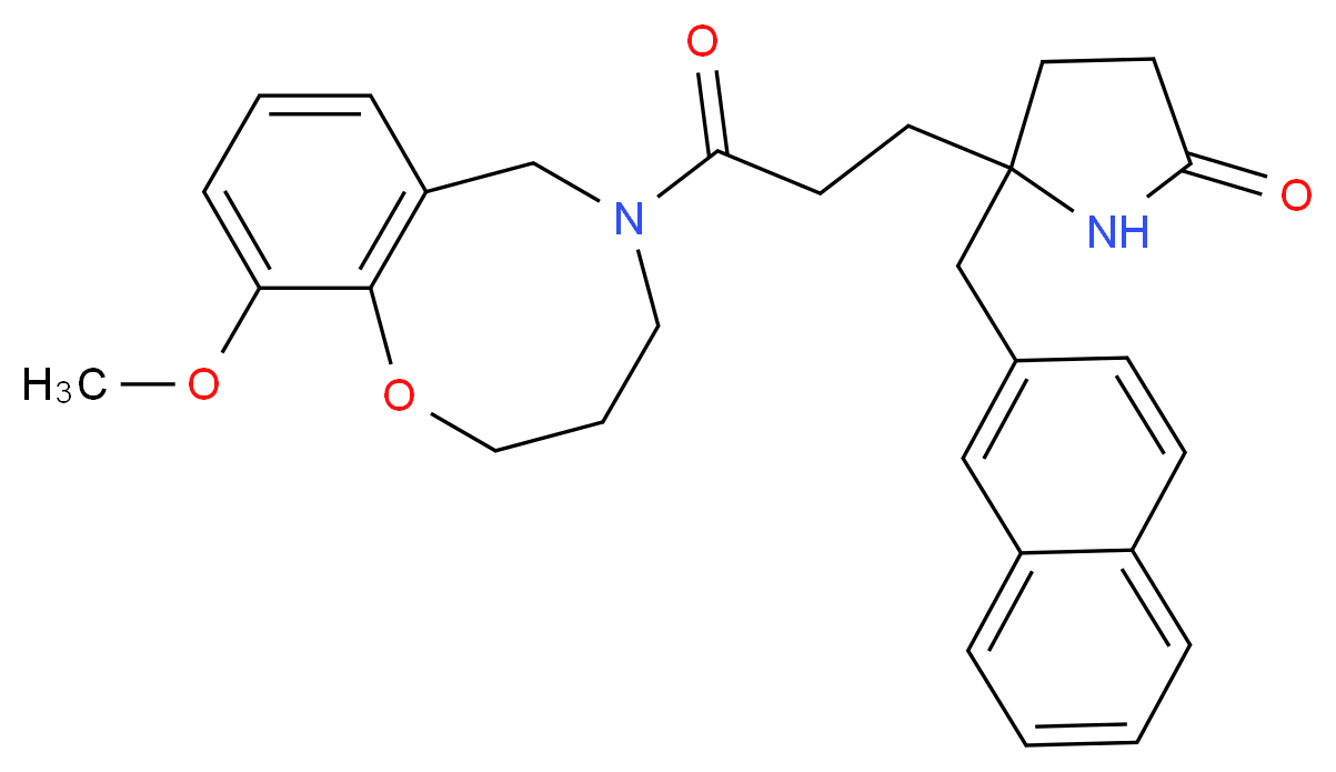 5-[3-(10-methoxy-3,4-dihydro-2H-1,5-benzoxazocin-5(6H)-yl)-3-oxopropyl]-5-(2-naphthylmethyl)-2-pyrrolidinone_分子结构_CAS_)