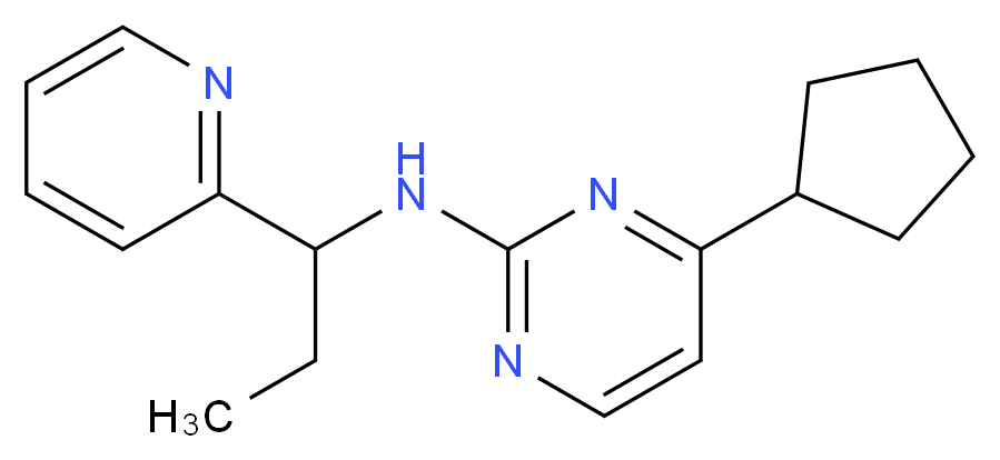 4-cyclopentyl-N-(1-pyridin-2-ylpropyl)pyrimidin-2-amine_分子结构_CAS_)