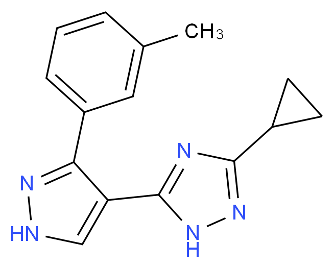3-cyclopropyl-5-[3-(3-methylphenyl)-1H-pyrazol-4-yl]-1H-1,2,4-triazole_分子结构_CAS_)
