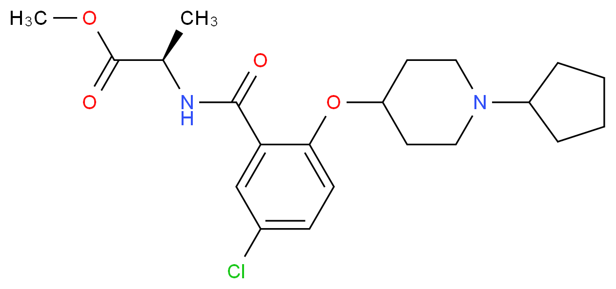 methyl N-{5-chloro-2-[(1-cyclopentyl-4-piperidinyl)oxy]benzoyl}-D-alaninate_分子结构_CAS_)