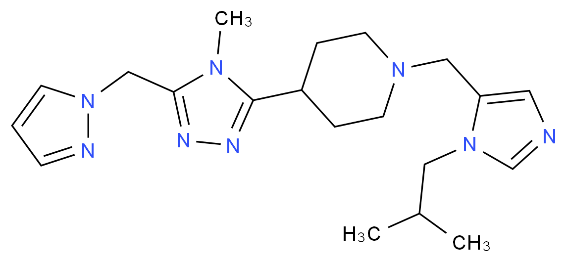 1-[(1-isobutyl-1H-imidazol-5-yl)methyl]-4-[4-methyl-5-(1H-pyrazol-1-ylmethyl)-4H-1,2,4-triazol-3-yl]piperidine_分子结构_CAS_)