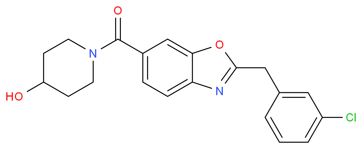 1-{[2-(3-chlorobenzyl)-1,3-benzoxazol-6-yl]carbonyl}-4-piperidinol_分子结构_CAS_)