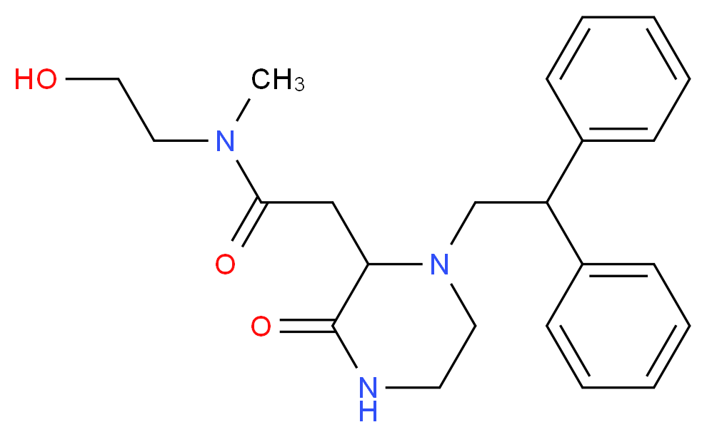 2-[1-(2,2-diphenylethyl)-3-oxo-2-piperazinyl]-N-(2-hydroxyethyl)-N-methylacetamide_分子结构_CAS_)