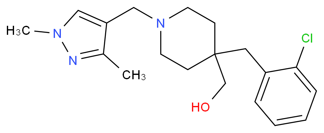 {4-(2-chlorobenzyl)-1-[(1,3-dimethyl-1H-pyrazol-4-yl)methyl]-4-piperidinyl}methanol_分子结构_CAS_)