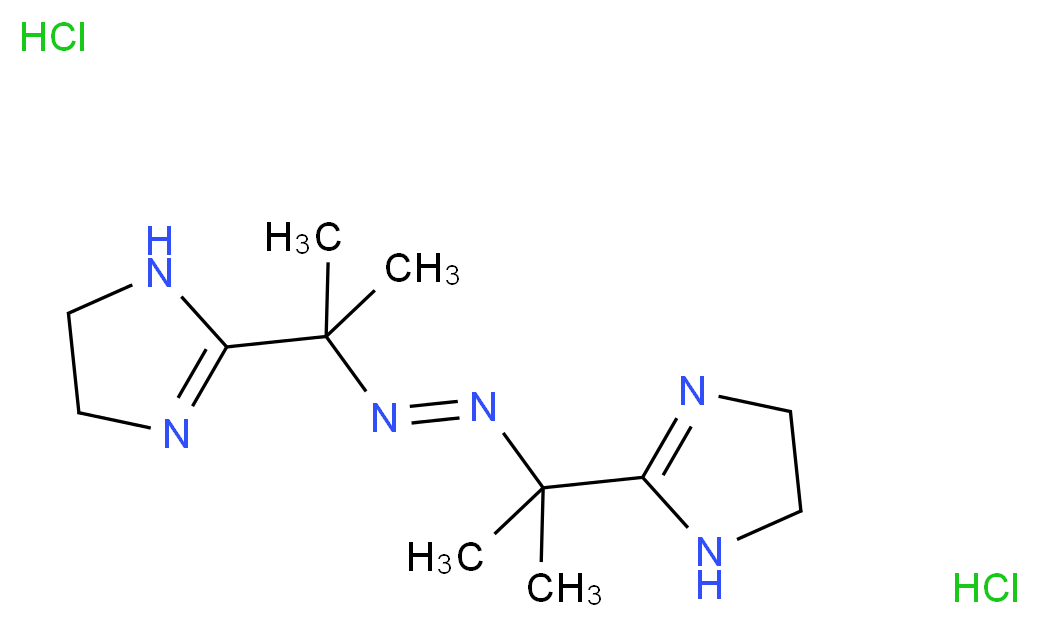 1,2-Bis(2-(4,5-dihydro-1H-imidazol-2-yl)propan-2-yl)diazene dihydrochloride_分子结构_CAS_27776-21-2)