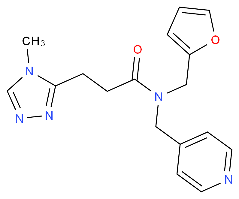 N-(2-furylmethyl)-3-(4-methyl-4H-1,2,4-triazol-3-yl)-N-(pyridin-4-ylmethyl)propanamide_分子结构_CAS_)