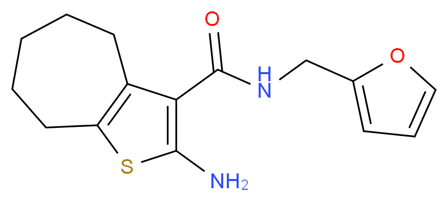 2-Amino-N-(2-furylmethyl)-5,6,7,8-tetrahydro-4H-cyclohepta[b]thiophene-3-carboxamide_分子结构_CAS_)