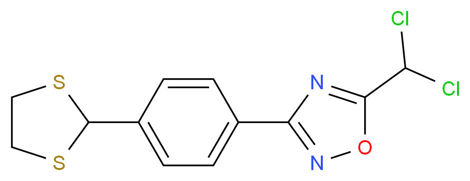 5-(dichloromethyl)-3-[4-(1,3-dithiolan-2-yl)phenyl]-1,2,4-oxadiazole_分子结构_CAS_)