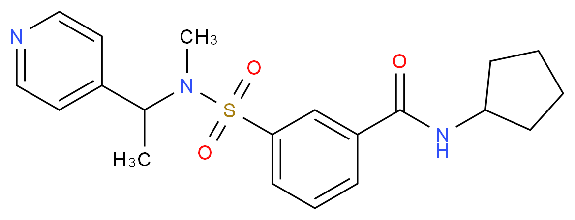 N-cyclopentyl-3-{[methyl(1-pyridin-4-ylethyl)amino]sulfonyl}benzamide_分子结构_CAS_)