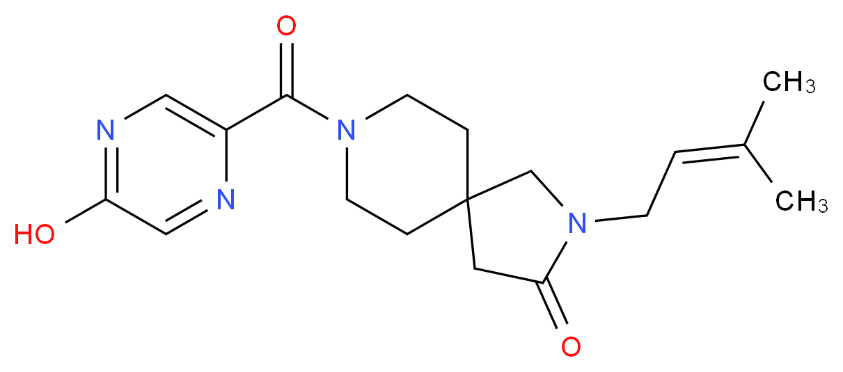 8-[(5-hydroxy-2-pyrazinyl)carbonyl]-2-(3-methyl-2-buten-1-yl)-2,8-diazaspiro[4.5]decan-3-one_分子结构_CAS_)