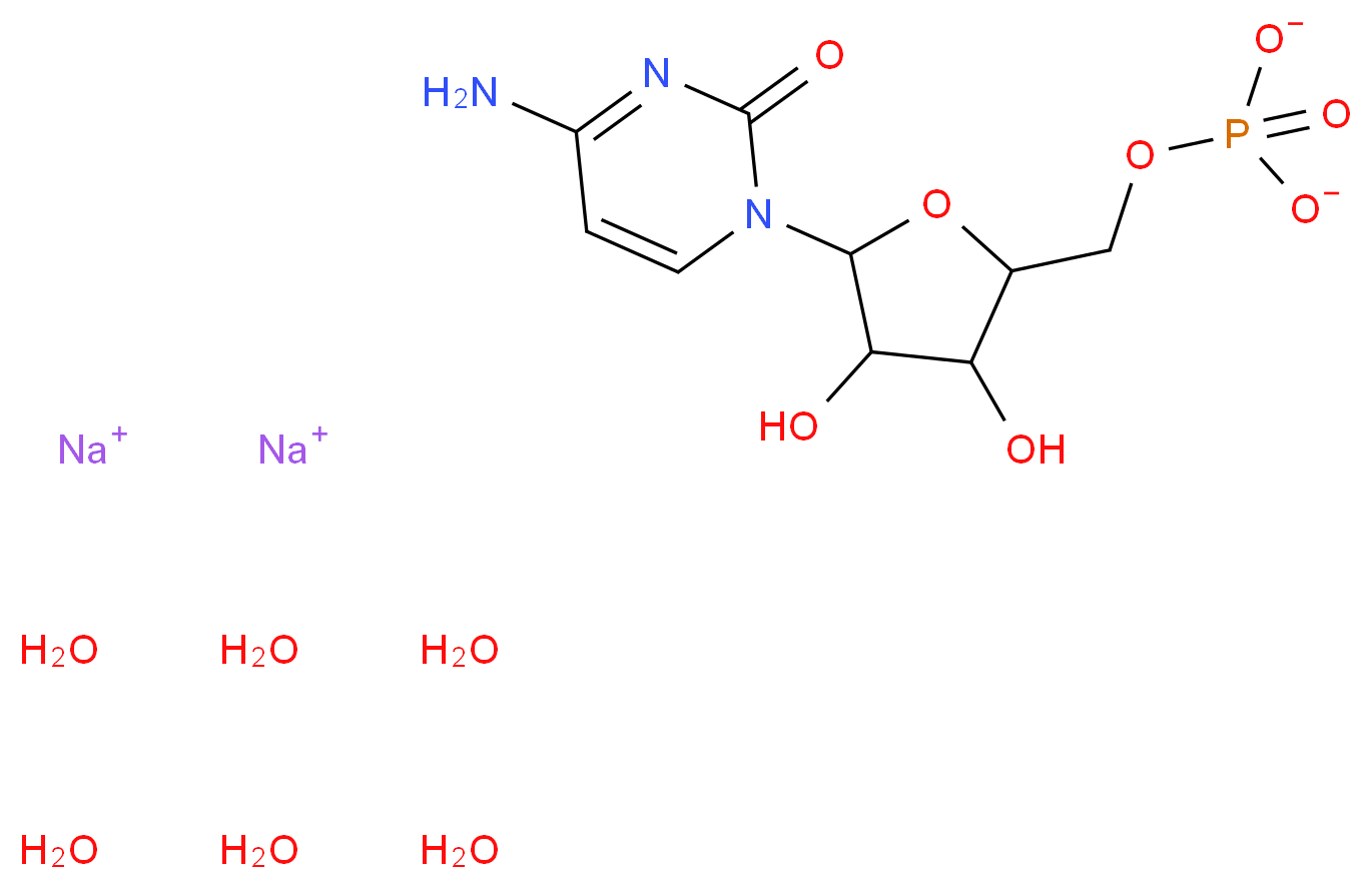 disodium hexahydrate [5-(4-amino-2-oxo-1,2-dihydropyrimidin-1-yl)-3,4-dihydroxyoxolan-2-yl]methyl phosphate_分子结构_CAS_6757-06-8