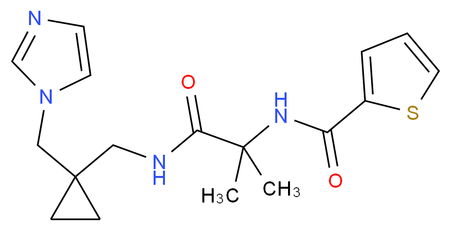 N-[2-({[1-(1H-imidazol-1-ylmethyl)cyclopropyl]methyl}amino)-1,1-dimethyl-2-oxoethyl]thiophene-2-carboxamide_分子结构_CAS_)