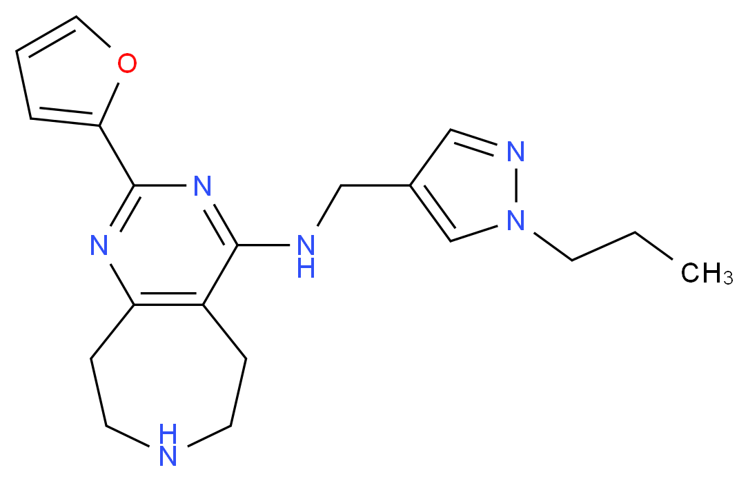 2-(2-furyl)-N-[(1-propyl-1H-pyrazol-4-yl)methyl]-6,7,8,9-tetrahydro-5H-pyrimido[4,5-d]azepin-4-amine_分子结构_CAS_)