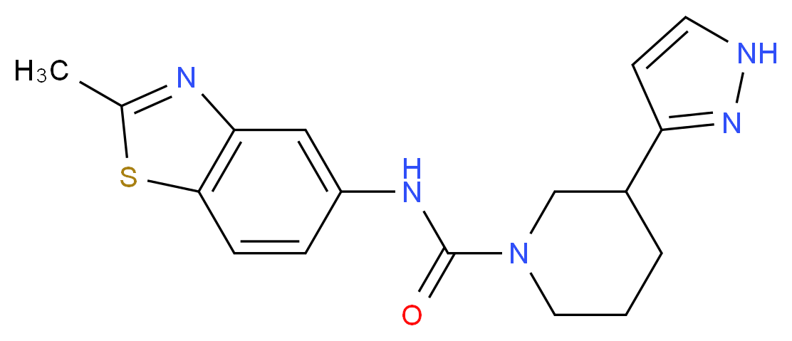 N-(2-methyl-1,3-benzothiazol-5-yl)-3-(1H-pyrazol-3-yl)piperidine-1-carboxamide_分子结构_CAS_)