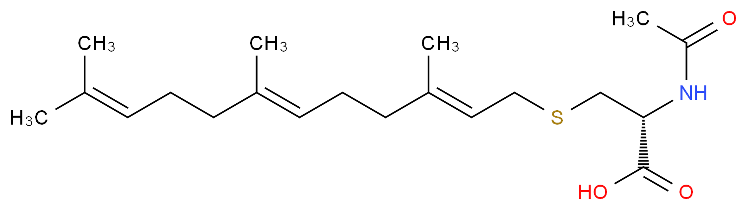 (2R)-2-acetamido-3-{[(2E,6E)-3,7,11-trimethyldodeca-2,6,10-trien-1-yl]sulfanyl}propanoic acid_分子结构_CAS_135304-07-3