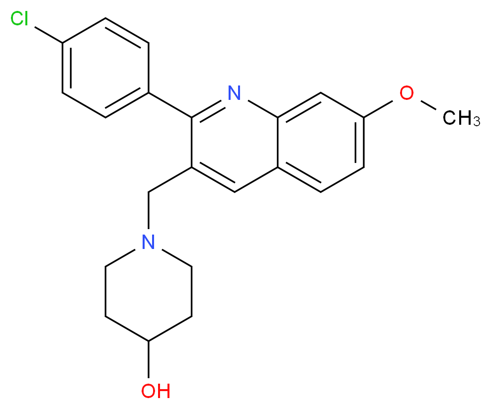 1-{[2-(4-chlorophenyl)-7-methoxy-3-quinolinyl]methyl}-4-piperidinol_分子结构_CAS_)
