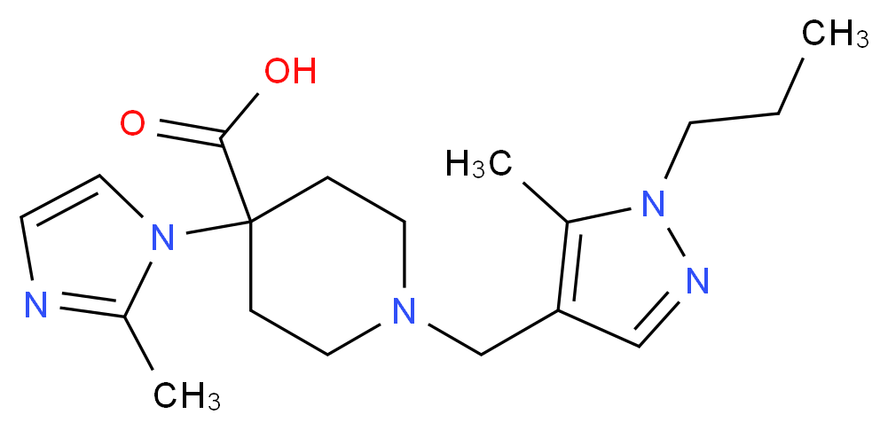 4-(2-methyl-1H-imidazol-1-yl)-1-[(5-methyl-1-propyl-1H-pyrazol-4-yl)methyl]piperidine-4-carboxylic acid_分子结构_CAS_)