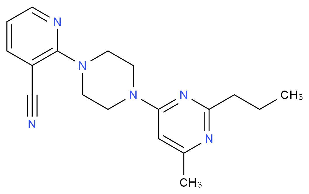 2-[4-(6-methyl-2-propylpyrimidin-4-yl)piperazin-1-yl]nicotinonitrile_分子结构_CAS_)