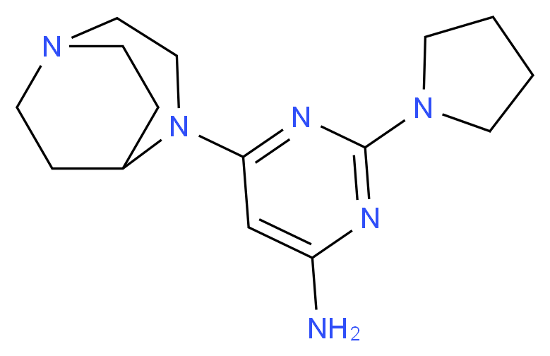 6-(1,4-diazabicyclo[3.2.2]non-4-yl)-2-pyrrolidin-1-ylpyrimidin-4-amine_分子结构_CAS_)