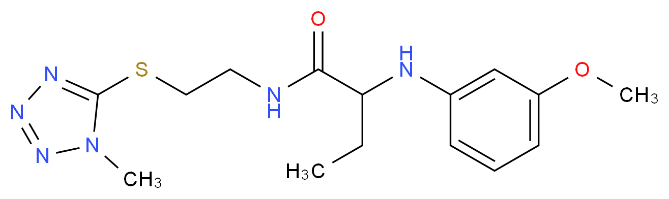 2-[(3-methoxyphenyl)amino]-N-{2-[(1-methyl-1H-tetrazol-5-yl)thio]ethyl}butanamide_分子结构_CAS_)