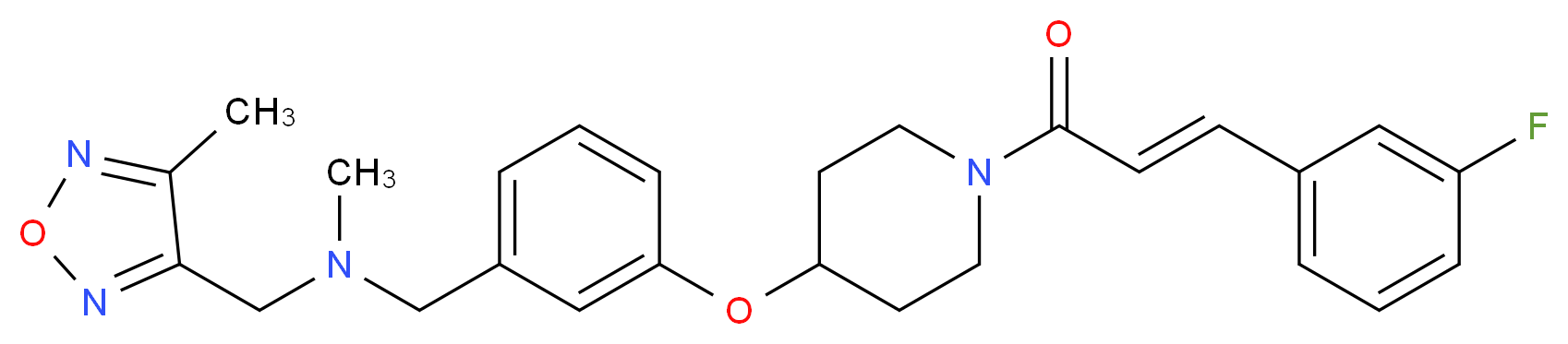 1-[3-({1-[(2E)-3-(3-fluorophenyl)-2-propenoyl]-4-piperidinyl}oxy)phenyl]-N-methyl-N-[(4-methyl-1,2,5-oxadiazol-3-yl)methyl]methanamine_分子结构_CAS_)