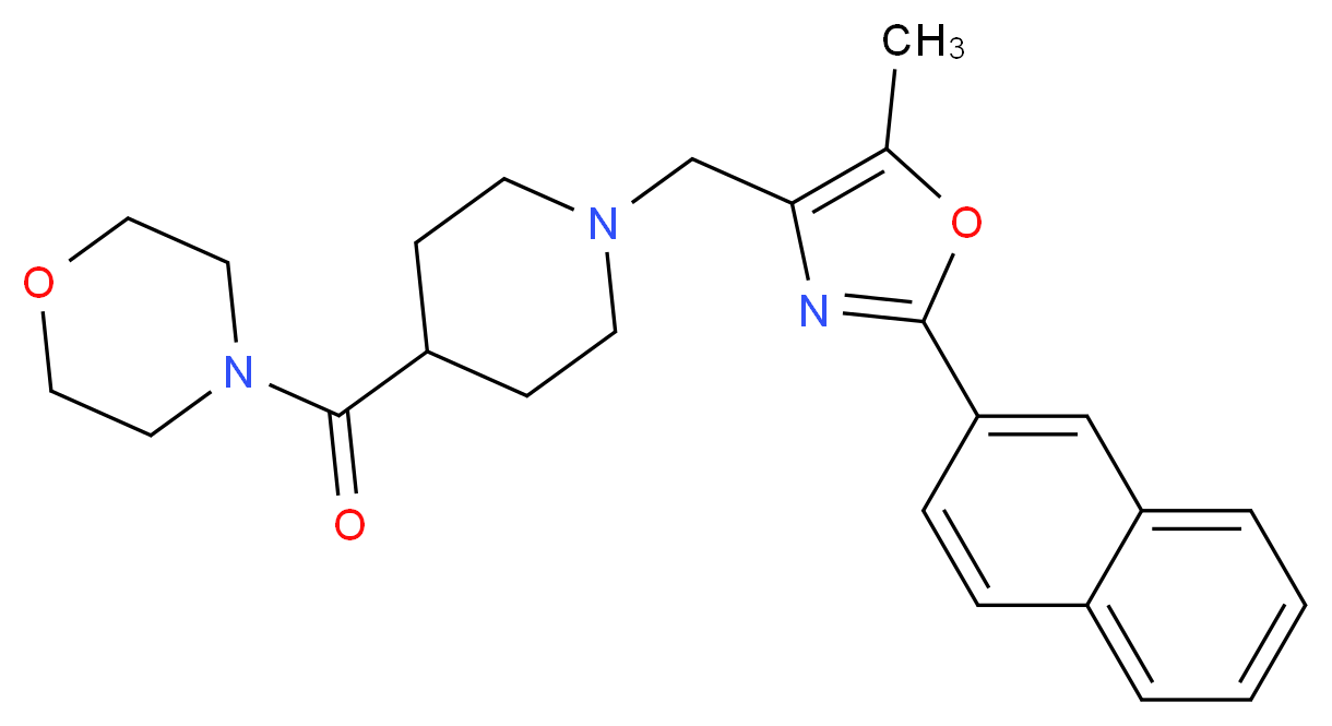4-[(1-{[5-methyl-2-(2-naphthyl)-1,3-oxazol-4-yl]methyl}-4-piperidinyl)carbonyl]morpholine_分子结构_CAS_)