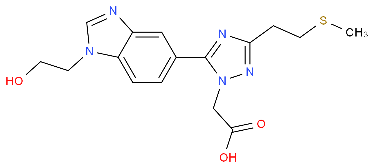 {5-[1-(2-hydroxyethyl)-1H-benzimidazol-5-yl]-3-[2-(methylthio)ethyl]-1H-1,2,4-triazol-1-yl}acetic acid_分子结构_CAS_)
