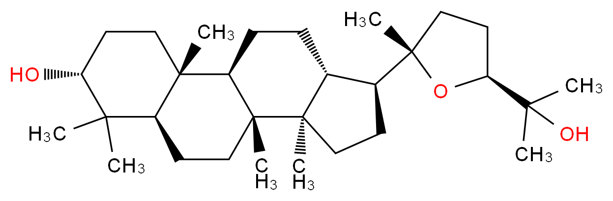 (1R,2R,5R,7R,10R,11R,14S,15R)-14-[(2S,5S)-5-(2-hydroxypropan-2-yl)-2-methyloxolan-2-yl]-2,6,6,10,11-pentamethyltetracyclo[8.7.0.0<sup>2</sup>,<sup>7</sup>.0<sup>1</sup><sup>1</sup>,<sup>1</sup><sup>5</sup>]heptadecan-5-ol_分子结构_CAS_67253-01-4