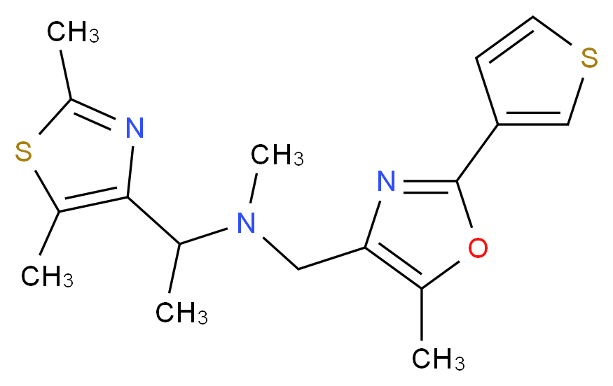 1-(2,5-dimethyl-1,3-thiazol-4-yl)-N-methyl-N-{[5-methyl-2-(3-thienyl)-1,3-oxazol-4-yl]methyl}ethanamine_分子结构_CAS_)