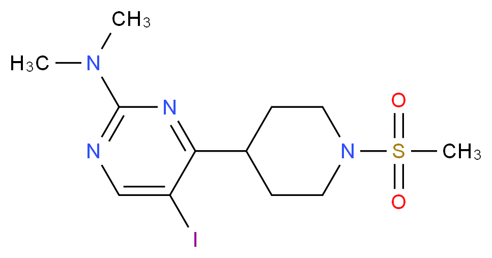 [5-Iodo-4-(1-methanesulfonyl-piperidin-4-yl)-pyrimidin-2-yl]-dimethyl-amine_分子结构_CAS_)