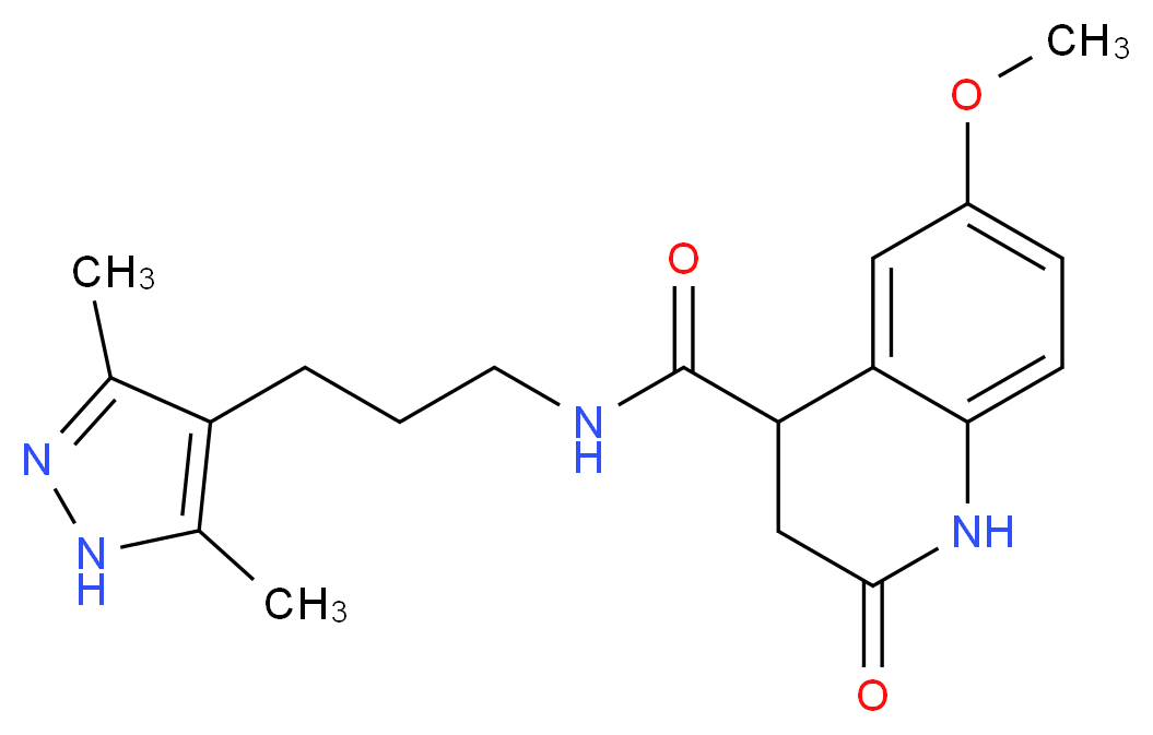 N-[3-(3,5-dimethyl-1H-pyrazol-4-yl)propyl]-6-methoxy-2-oxo-1,2,3,4-tetrahydro-4-quinolinecarboxamide_分子结构_CAS_)