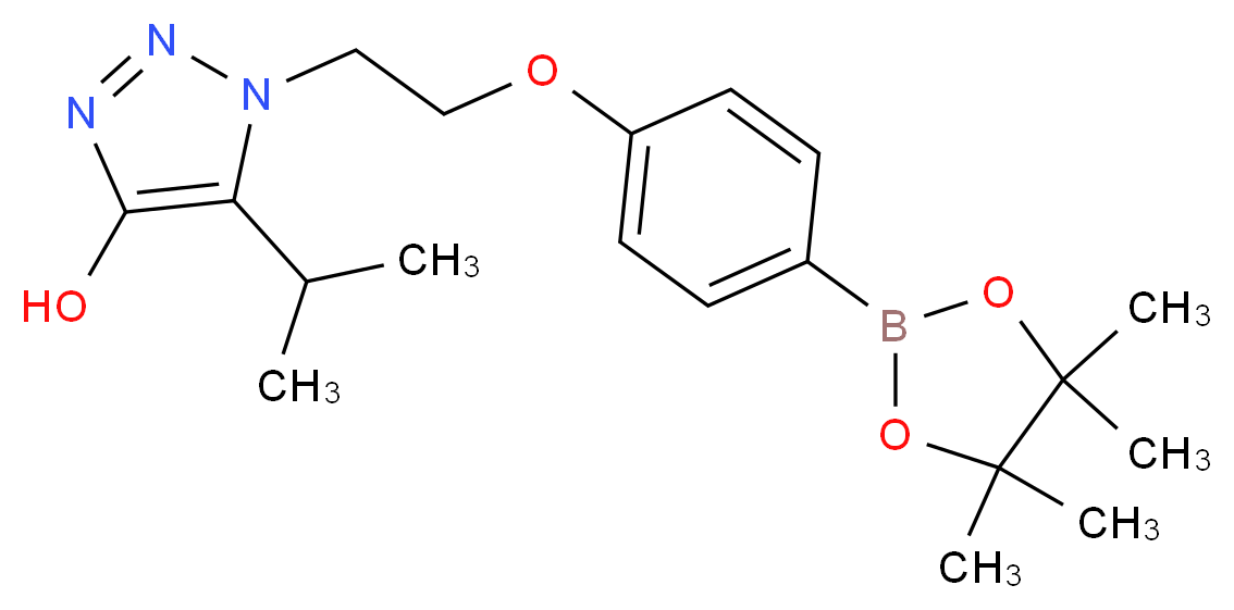 5-Isopropyl-1-(2-(4-(4,4,5,5-tetramethyl-1,3,2-dioxaborolan-2-yl)phenoxy)ethyl)-1H-1,2,3-triazol-4-ol_分子结构_CAS_957035-00-6)