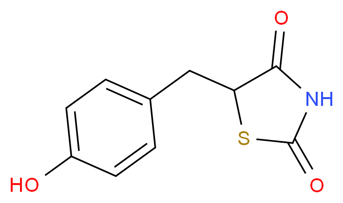 5-[(4-hydroxyphenyl)methyl]-1,3-thiazolidine-2,4-dione_分子结构_CAS_74772-78-4
