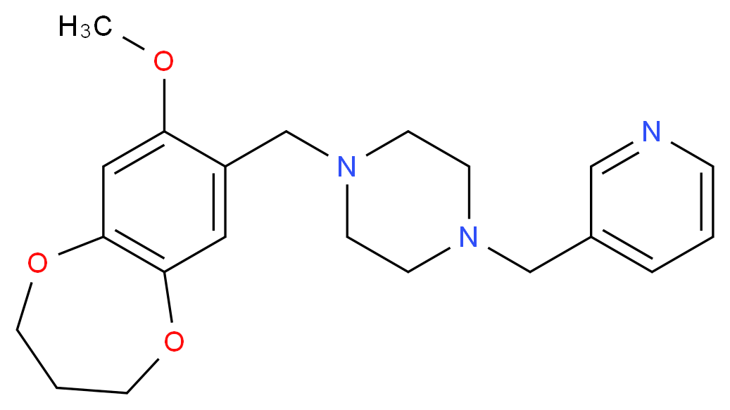 1-[(8-methoxy-3,4-dihydro-2H-1,5-benzodioxepin-7-yl)methyl]-4-(pyridin-3-ylmethyl)piperazine_分子结构_CAS_)
