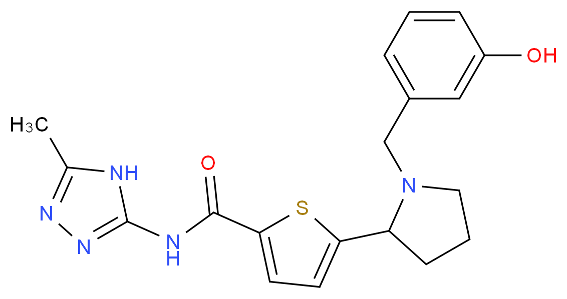 5-[1-(3-hydroxybenzyl)-2-pyrrolidinyl]-N-(5-methyl-4H-1,2,4-triazol-3-yl)-2-thiophenecarboxamide_分子结构_CAS_)