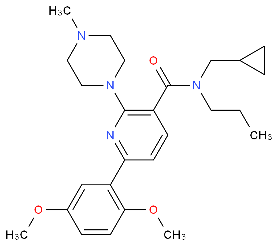 N-(cyclopropylmethyl)-6-(2,5-dimethoxyphenyl)-2-(4-methyl-1-piperazinyl)-N-propylnicotinamide_分子结构_CAS_)