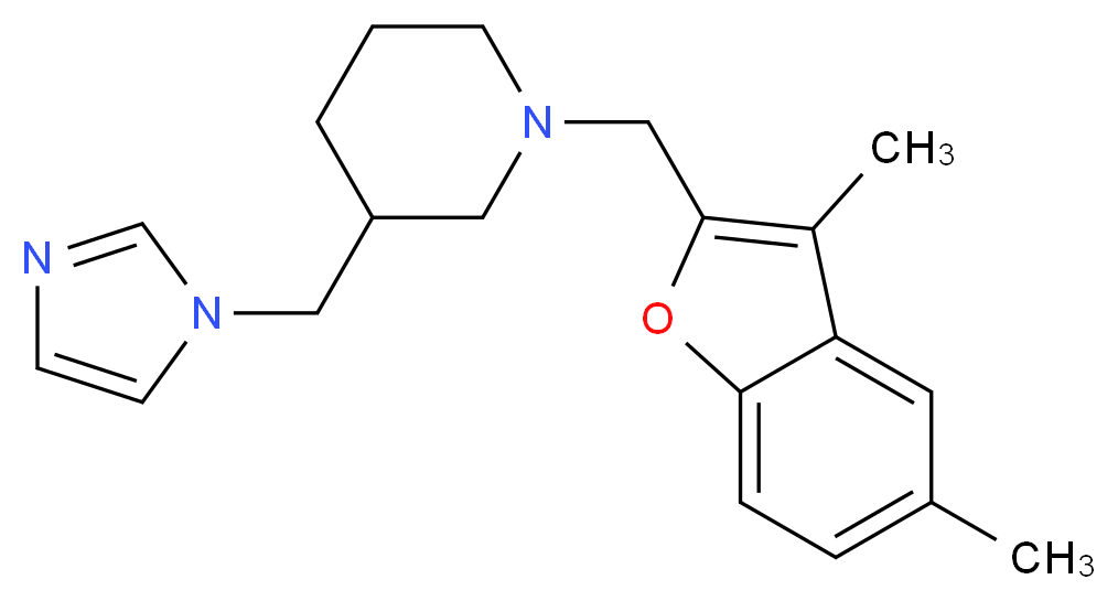 1-[(3,5-dimethyl-1-benzofuran-2-yl)methyl]-3-(1H-imidazol-1-ylmethyl)piperidine_分子结构_CAS_)