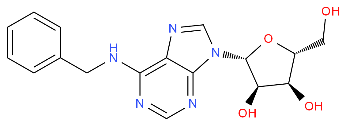 (2R,3R,4S,5R)-2-[6-(benzylamino)-9H-purin-9-yl]-5-(hydroxymethyl)oxolane-3,4-diol_分子结构_CAS_4294-16-0