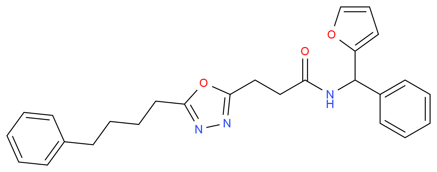 N-[2-furyl(phenyl)methyl]-3-[5-(4-phenylbutyl)-1,3,4-oxadiazol-2-yl]propanamide_分子结构_CAS_)