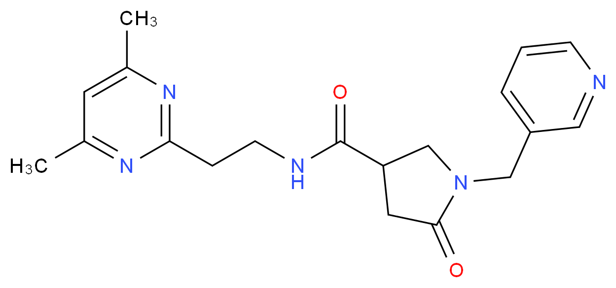 N-[2-(4,6-dimethyl-2-pyrimidinyl)ethyl]-5-oxo-1-(3-pyridinylmethyl)-3-pyrrolidinecarboxamide_分子结构_CAS_)