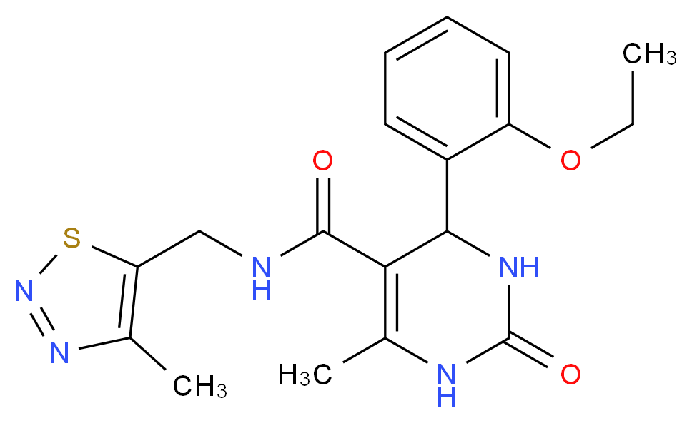 4-(2-ethoxyphenyl)-6-methyl-N-[(4-methyl-1,2,3-thiadiazol-5-yl)methyl]-2-oxo-1,2,3,4-tetrahydropyrimidine-5-carboxamide_分子结构_CAS_)