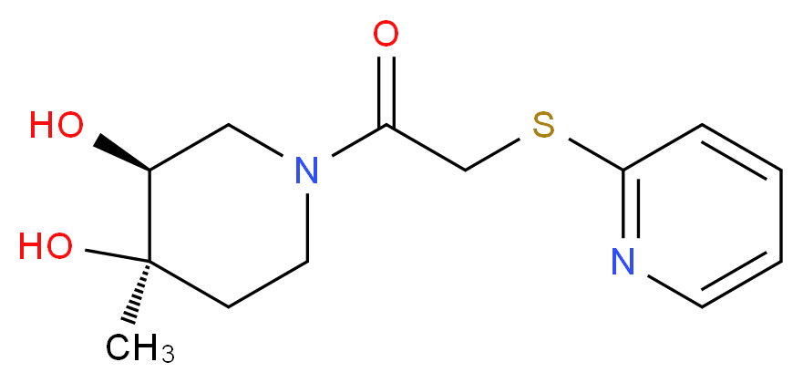 (3S*,4R*)-4-methyl-1-[(pyridin-2-ylthio)acetyl]piperidine-3,4-diol_分子结构_CAS_)