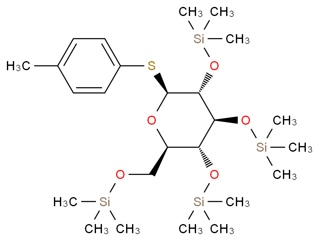 trimethyl({[(2R,3R,4S,5R,6S)-6-[(4-methylphenyl)sulfanyl]-3,4,5-tris[(trimethylsilyl)oxy]oxan-2-yl]methoxy})silane_分子结构_CAS_942043-17-6