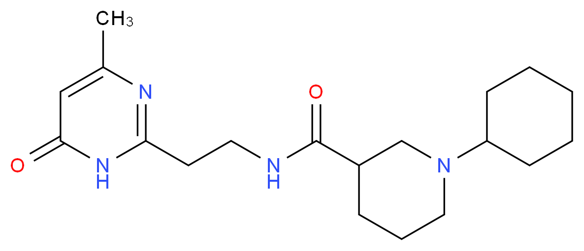1-cyclohexyl-N-[2-(4-methyl-6-oxo-1,6-dihydropyrimidin-2-yl)ethyl]piperidine-3-carboxamide_分子结构_CAS_)