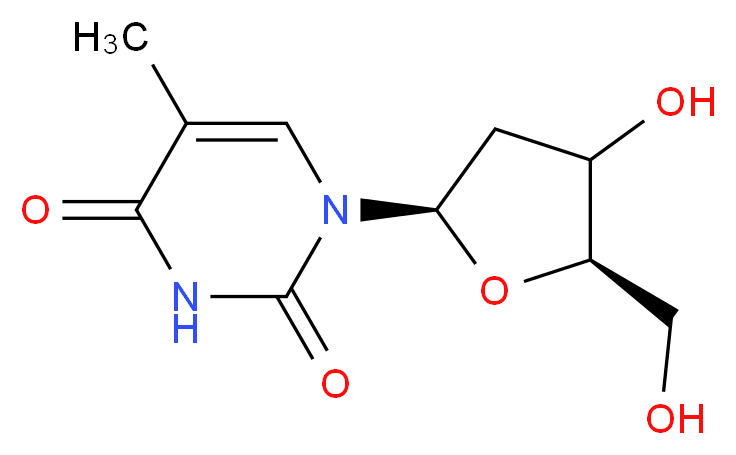 1-[(2R,5R)-4-hydroxy-5-(hydroxymethyl)oxolan-2-yl]-5-methyl-1,2,3,4-tetrahydropyrimidine-2,4-dione_分子结构_CAS_50-89-5